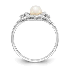 14k Gold 5.5mm June/Freshwater Cultured Pearl and Diamond Heart Ring XBS449