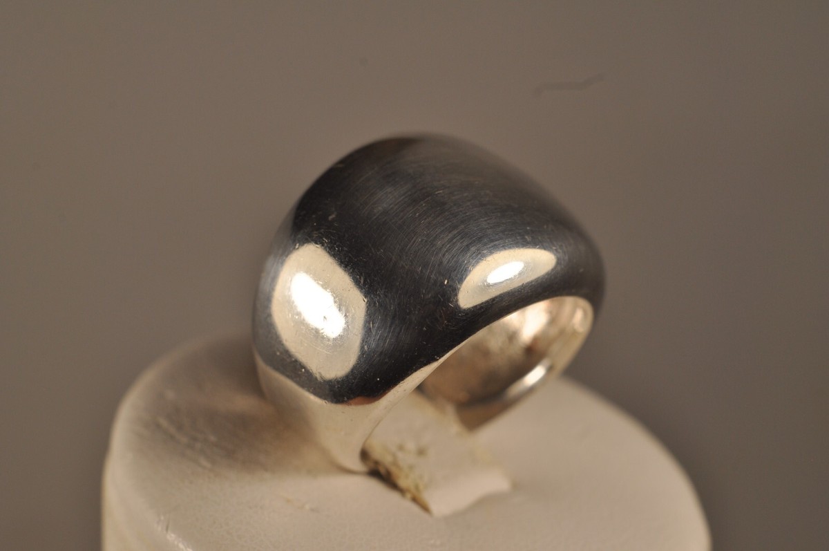 Bague Dôme Vintage Argent Massif Vermeil - Taille 55, Pureté 925, Occasion