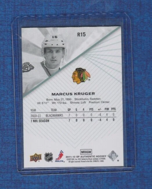 2011-12 SP Authentic Hockey Rookie Extended # R15 Marcus Kruger - Image 2 of 2
