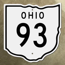 Ohio state route 93 Akron highway marker road sign diecut map outline 16"