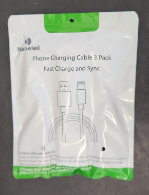New in Sealed Package Naoeleii 3 Pack iPhone Fast Charge and Sync Charging Cable