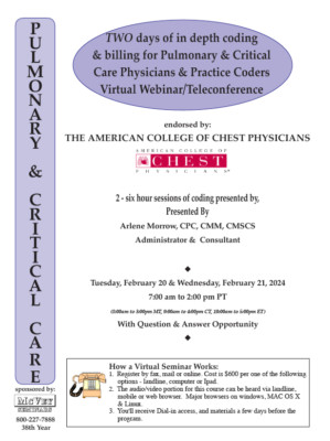 2 day Pulmonary & Critical Care Coding Course for 2024 on USB w/Updated workbook