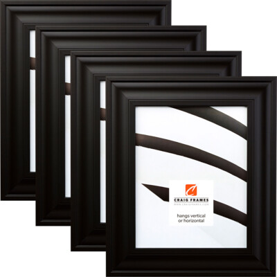 Craig Frames Contemporary Upscale, 2 Inch Satin Mica Black Picture Frame 4-Pack