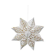 White Hanging Paper Snowflake with Gold Foil Accents & Magnetic Closure
