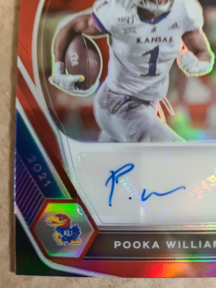 Pooka Williams Jr 2021 Panini Prizm Draft Picks Red Parallel Auto 180/199 NFL  - Image 4 of 4