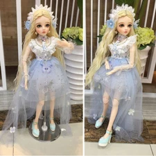 60 Cm Girl 1/3 BJD Doll with Full Set Dress Shoes Blue Eyes Makeup Accessories