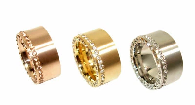 Edelstahlring 316L Damen Rosegold Gold Silber Edelstahl Modern 2 Reihen Zirconia - Bild 1 von 4