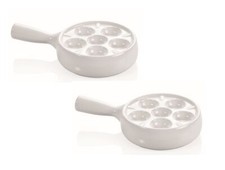 Schneckenpfanne weiß mit Stielgriff 2er Set Porzellan Schneckenplatte snail pan