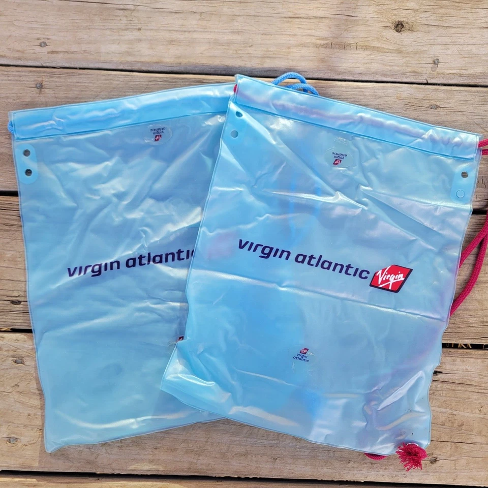 Virgin Atlantic Collectible Bags with Drawstrings Set Of Two. Airline Promo Bags - Image 3 of 4