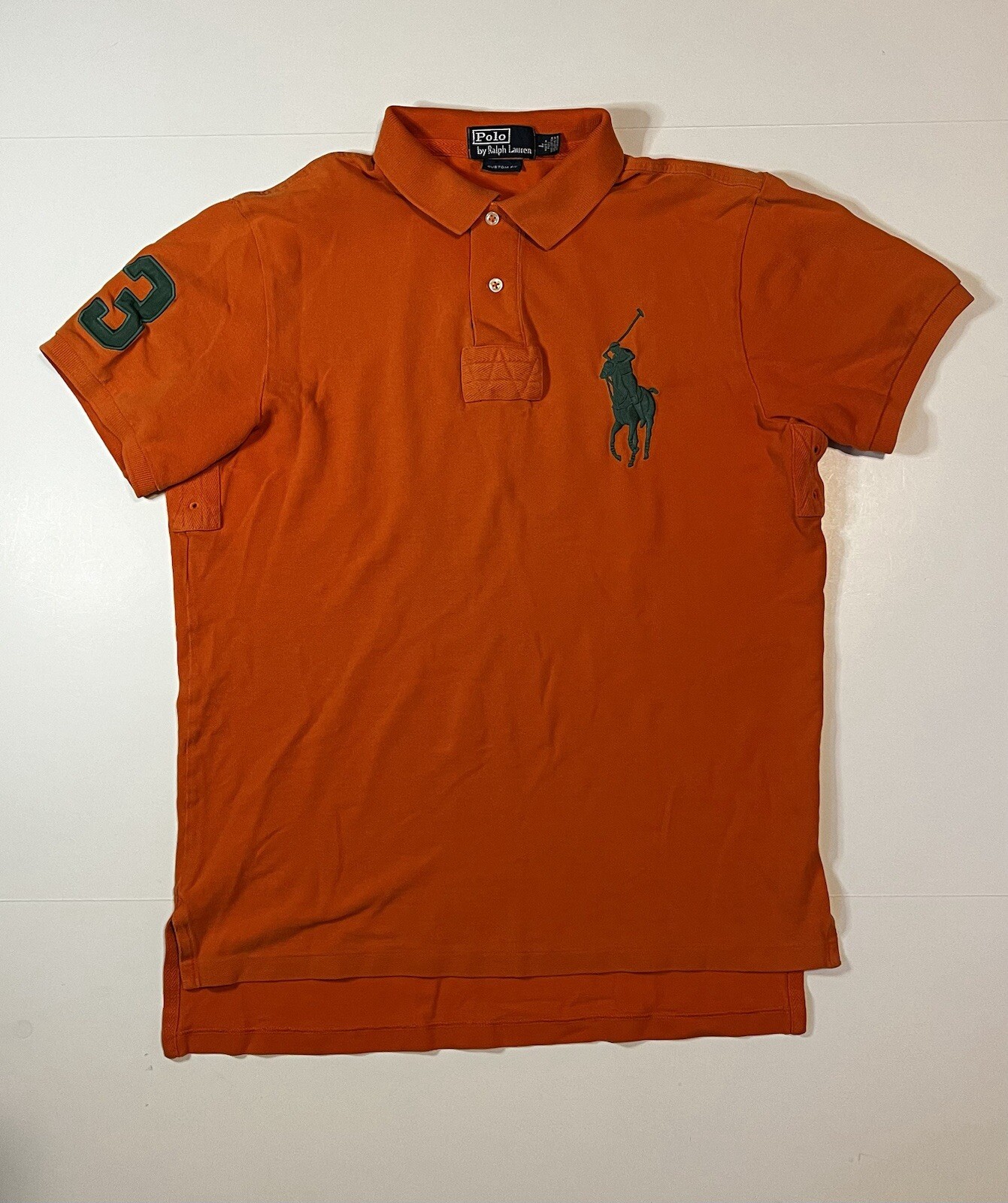Polo Vintage Ralph Lauren Big Pony #3 Camicia Arancione Taglia Large Vestibilità Personalizzata