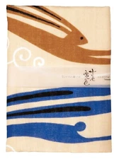 Japanese Cotton Tenugui Tapestry Hand Towel Bento Junintoiro Wave HARO Rabbits