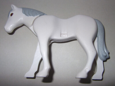 40154, 1x Pferd, 2. Generation, Schweif anliegend, weiss, grau