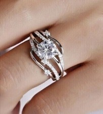 3Ct Round Cut Lab-Created Diamond 14k White Gold Plated Engagement Wedding Ring