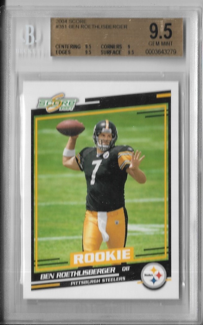 BGS 9.5 2004 Score BEN ROETHLISBERGER Rookie RC #381 HOF'er GREAT SUBS LOOK!!!