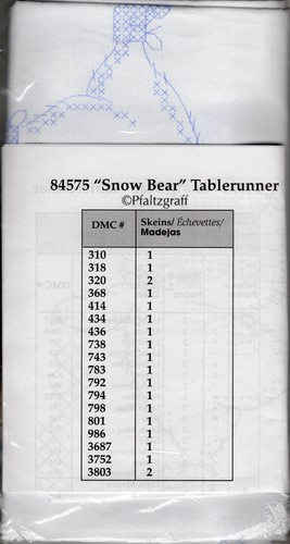 ©Pfaltzgraff "Snow Bear" Tablerunner Bucilla Stamped Linens 84575 OPEN PACKAGE - Picture 4 of 4
