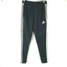 Adidas Youth Boys Flat Front 3 Stripes Active Wear Black Track Pants Size Small