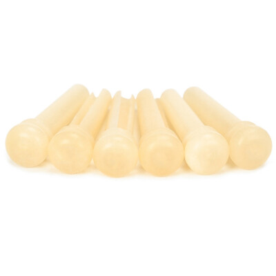 6pcs Acoustic Guitar Unbleached Vintage Real Bone Bridge Pins Shell Dot USA