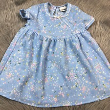Vintage Toddler Girls Blue Floral Tie Back 90s Dress