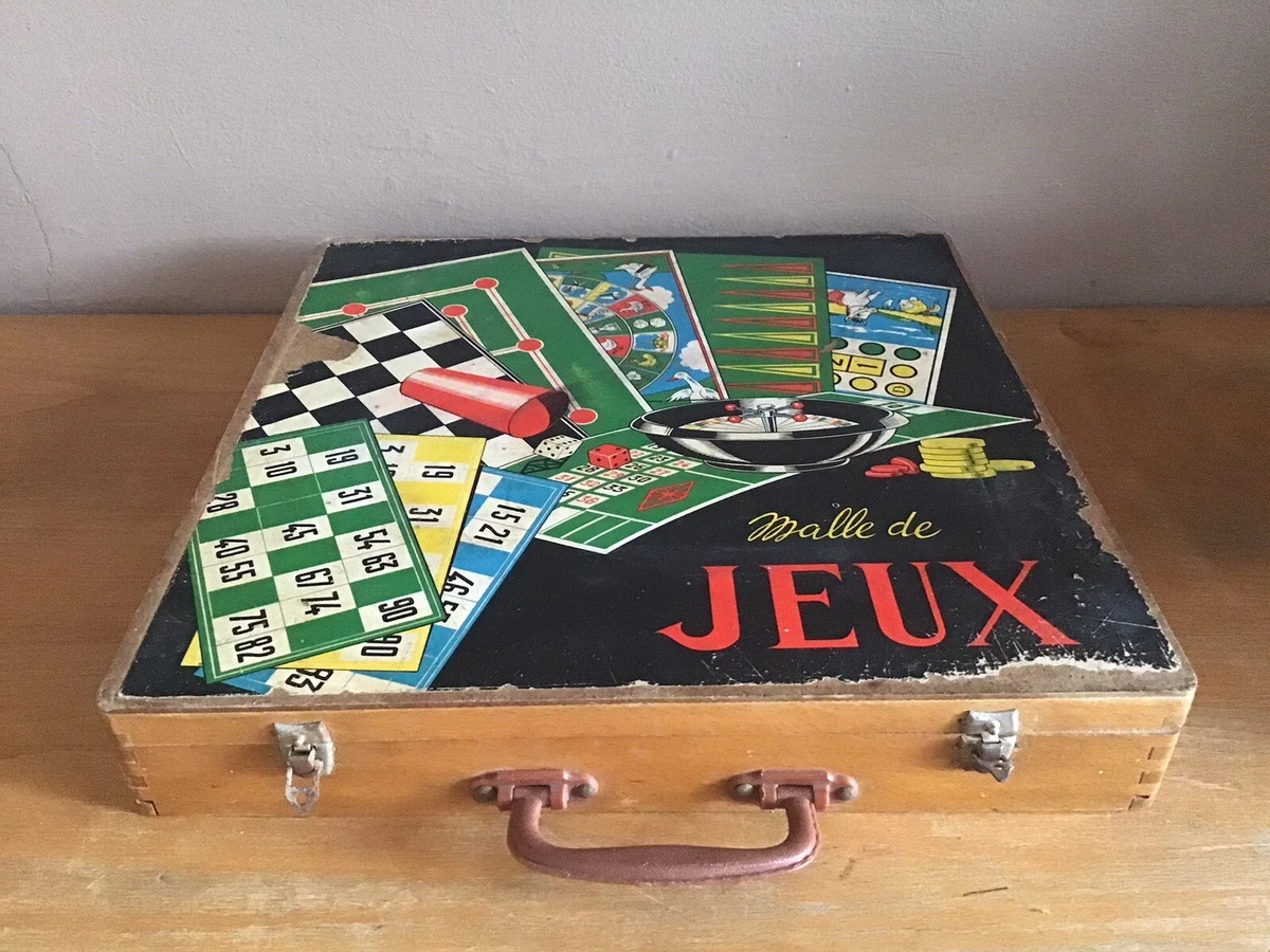 Ancien Backgammon 71x51 Cm - Années 30 - Avec Gobelet En Cuir Et Dés - Jeton 5 Cm