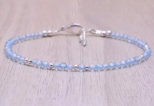 Bracciale gioielli sfaccettati Rondelle pietra nascita marzo originale acquam...
