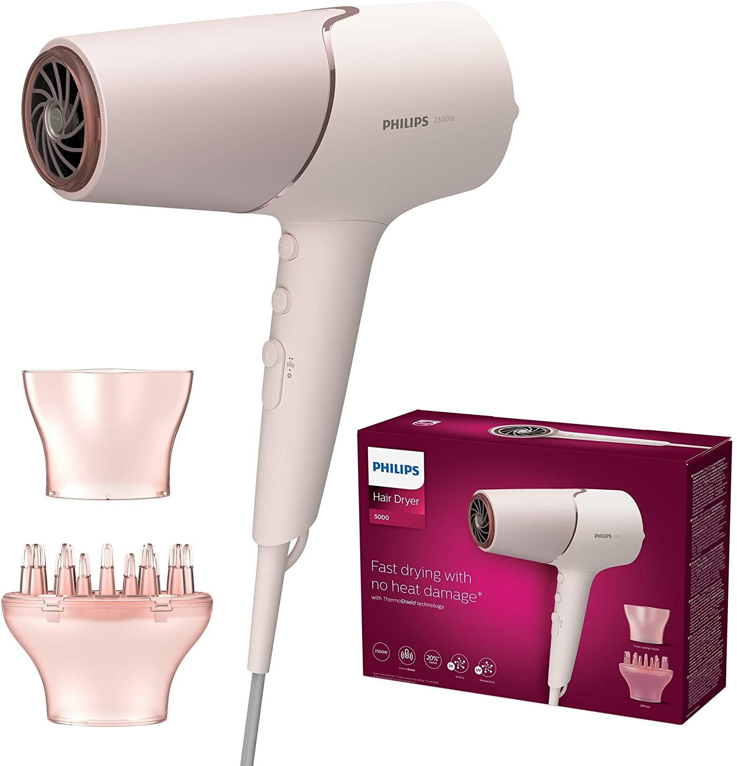 Philips Secador Series 5000 Bhd530/00 Pearl Peach 2300 W Diffuse -  su-stainable.com