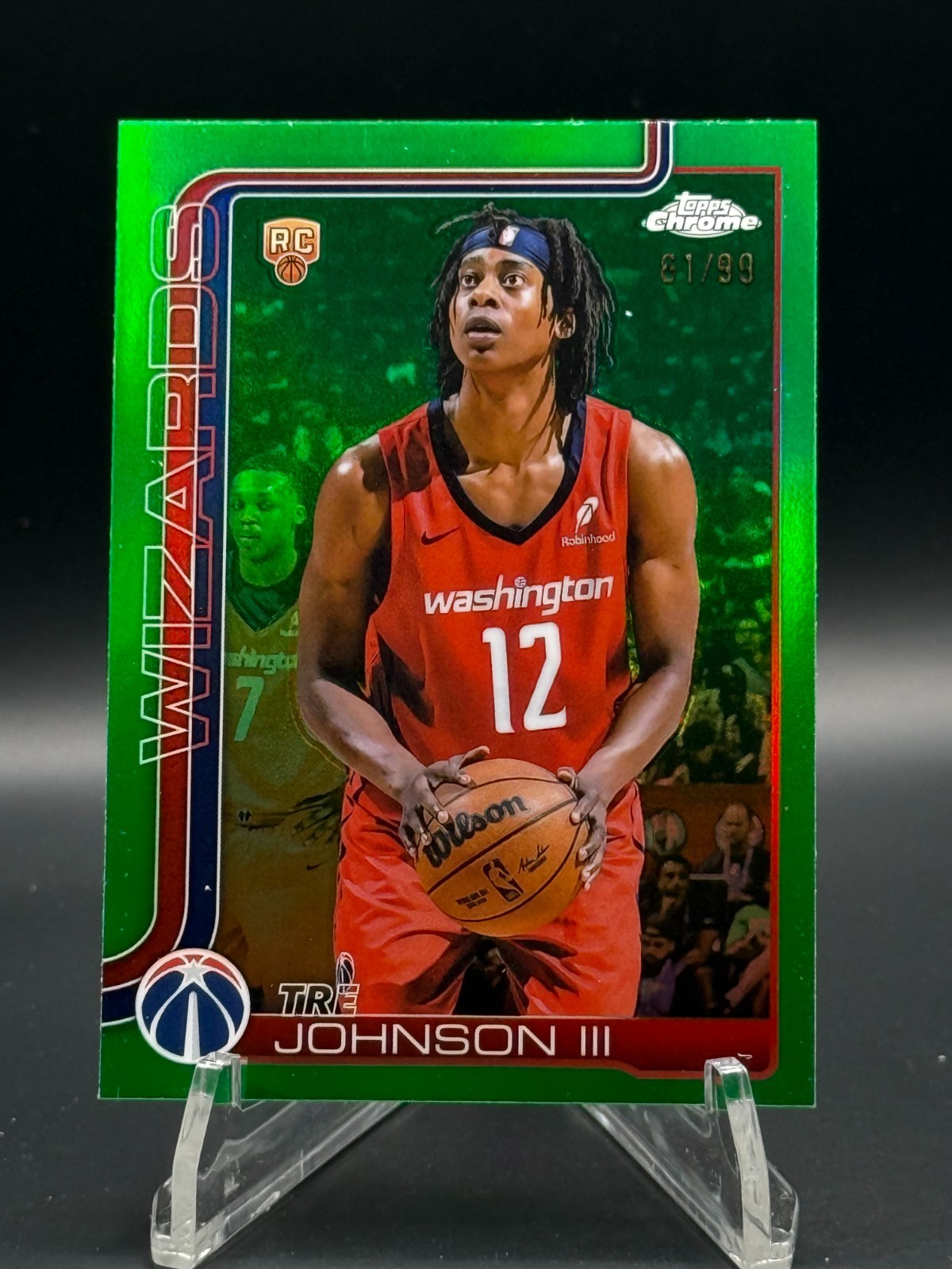 2025-26 Topps Chrome - Tre Johnson III #256 Green Refractor /99 (RC)