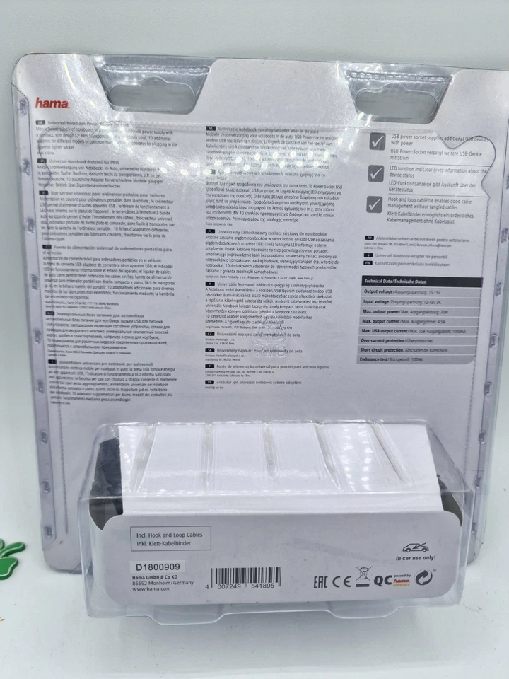 Hama 00054189 Universal Laptop Netzteil für Auto Ladegerät KFZ 70W 15-19 V - Bild 2 von 2