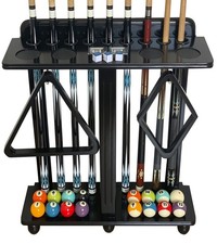 Pool Cue Rack Floor Stand for Cue Stick at Any Size, A Full Set Of Balls, Bil...