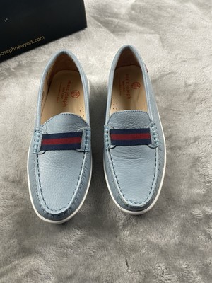 Marc Joseph New York Blue Leather Penny Loafers Size 2.5 Work Office
