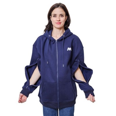 MandMcares Warm Dialysis Chemo Infusion Hoodie w/ Bilateral 2-Way Arm Zip Jacket