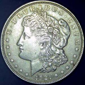 1921-P Morgan; Cartwheel/Lusterous/Lite Gold Toning; INTERESTING OBV/REV CRACKS!