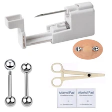 6PCS Nipple Piercing Kit Gun,Professional Body 