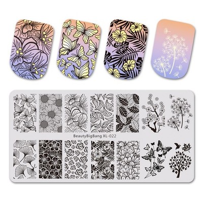 BeautyBigBang XL-022 Nail Stamp Plate Floral Flower Dandelion Fluff Wish HTF