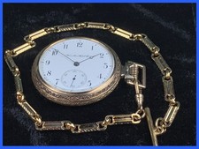 1902 HAMILTON 975 SIDEWINDER POCKET WATCH Keeps Time X-CLEAN w/GLASS CRYSTAL