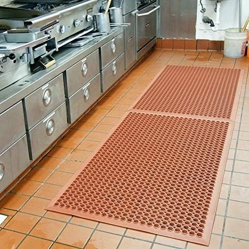 Alfombra de piso de goma roja de alta resistencia 36"x60" antifatiga barra de cocina comercial exterior Foto 2 de 4