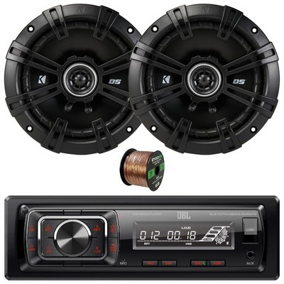 JBL Single-DIN FM USB/AUX SD Receiver, 2x 6.5'' 240W Max Power 2-Way Speakers