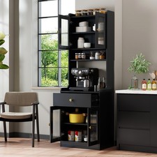Black Kitchen Pantry Hutch Storage Cabinet, Farmhouse Kitchen Hutch Buffet