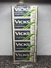 VTG 1970s VICKS MEDICATED COUGH DROPS MENTHOL EUCALYPTUS FULL UNOPENED DISPLAY