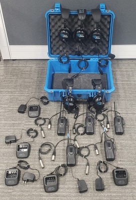 5 Coach Comm Headsets + Travel Case+ Kenwood Protalk TK-330-2 UHF KNB45L KSC-35S