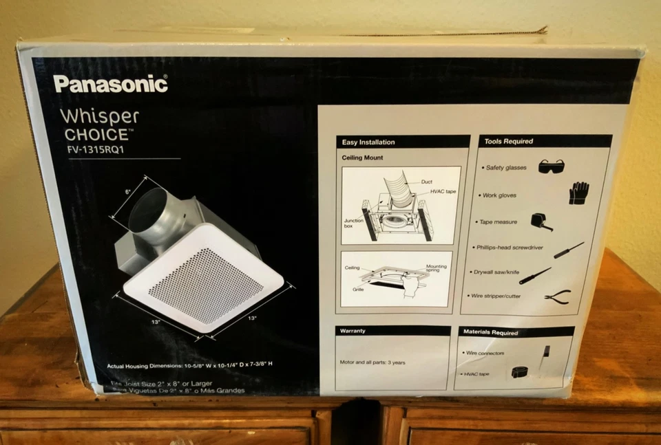 *NEW* Panasonic Whisper Choice Ventilation Fan 150 CFM 0.3-Sone White FV-1315RQ1 - Image 2 of 4
