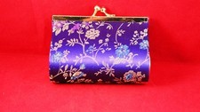 Very Nice 4" Blue Floral Fabric Coin Purse