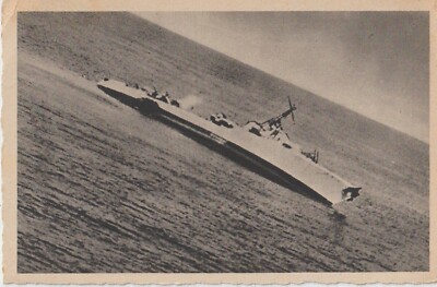 1942 AVIATION THE ENEMY SHIP, HIT BY ITALIAN TORPEDOES FOLDS ON ONE SIDE