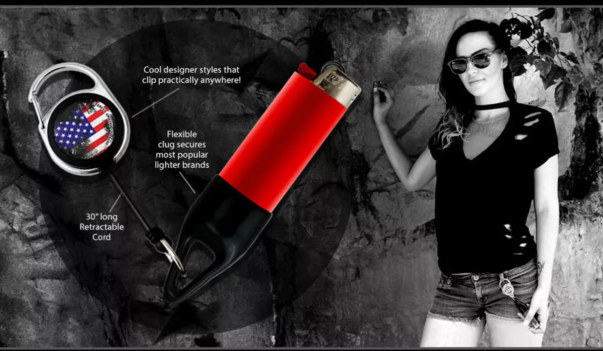 Lighter Leash Retractable Lighter Holder w Premium Clip Pink eBay
