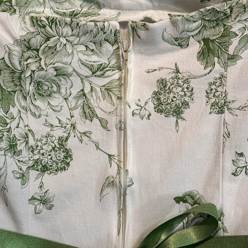 Teeze Me Strapless Dress Size 9 Ivory Green Floral Tie Waist Toille Dress - Picture 11 of 12