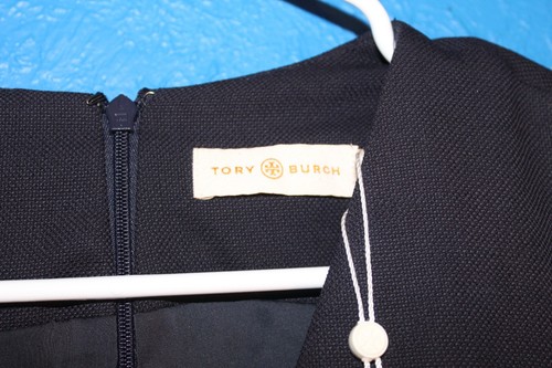 TORY BURCH womens size 0 sleeveless v-neck navy blue dress NWT valued at $375 - Picture 3 of 8