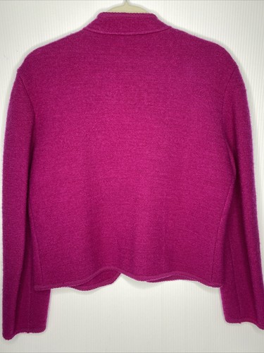 Vintage Deans Of Scotland Berry Sweater Jacket Sz Medium Mandarin Collar Cable - Picture 6 of 8