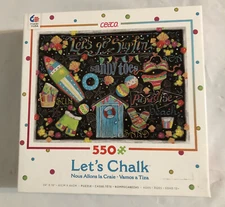 Chalkboard Jigsaw Puzzle Lets Chalk 550 Pieces 24" X 18" Made In USA. Ceaco 2015