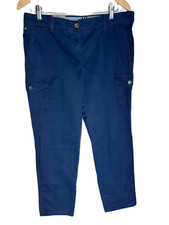 NWT Tommy Hilfiger Womens Utility Cargo Pants Blue Button Closure PocketSize 10