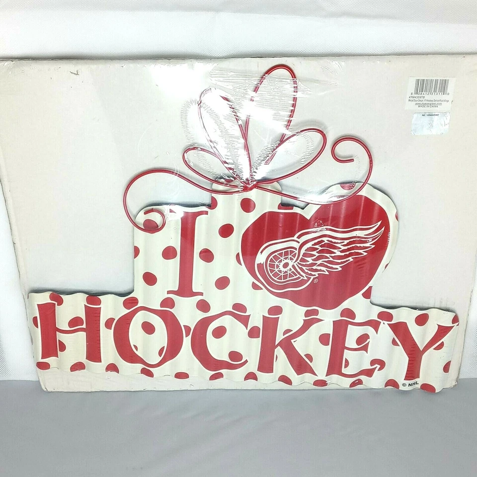 NHL 底特律红翼曲棍球装饰金属瓦楞门墙 17.5 x 9.5 — 第 3/3 张图片