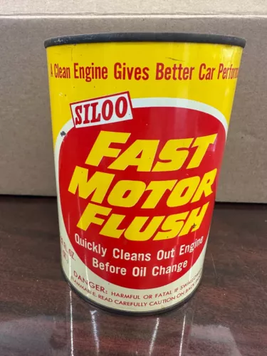 Vintage Siloo Fast Motor Flush 1 Quart Can Yellow Red Can UNOPENED Made in USA